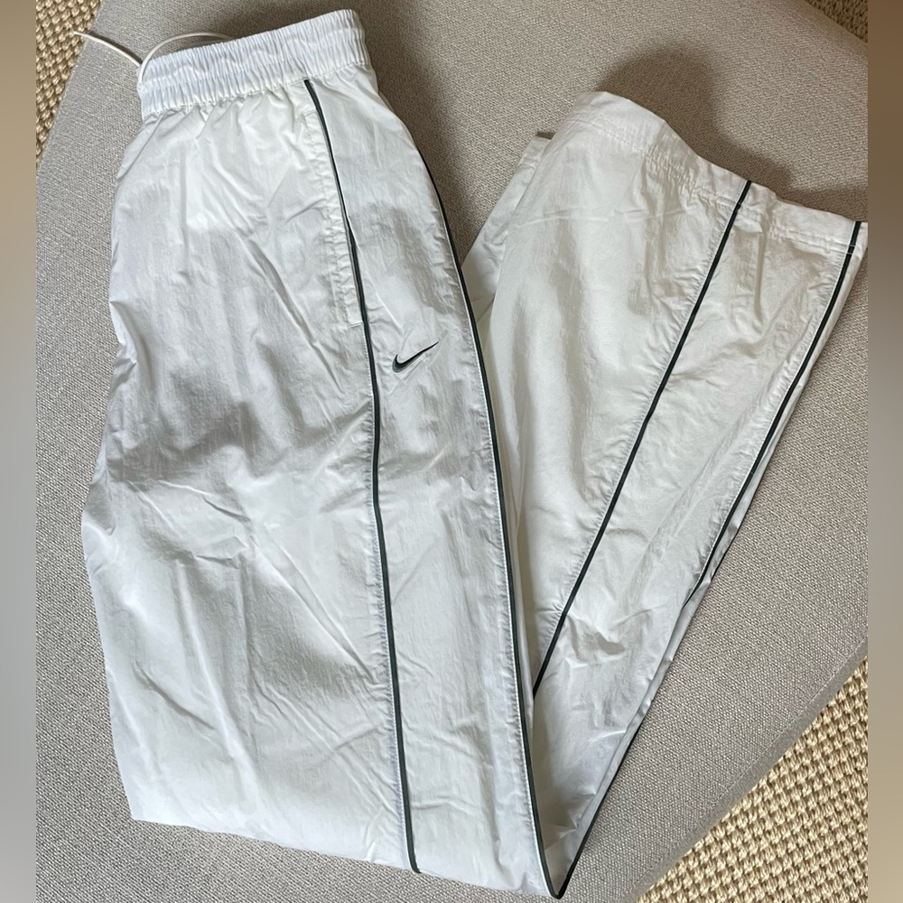 Nike White Track Pants with Black Piping